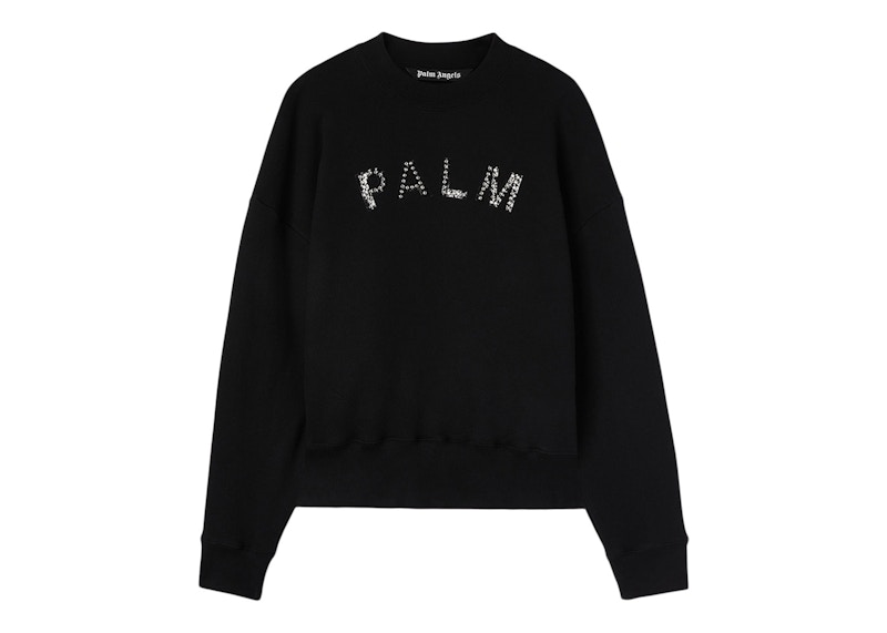 Palm Angels Studded Logo Sweatshirt Black/Black Men's - FW22