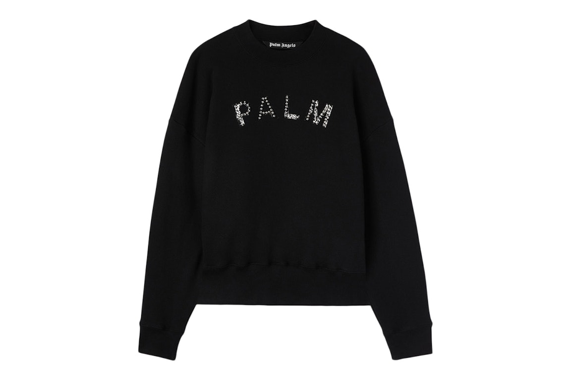 Pre-owned Palm Angels Studded Logo Sweatshirt Black/black