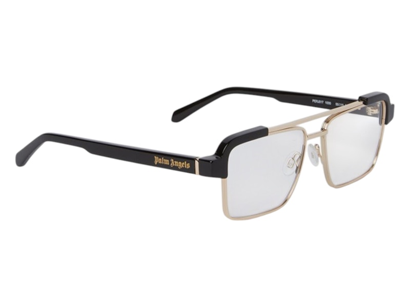 Pre-owned Palm Angels Style 17 Eyeglasses In Black Gold Clear Lens (perj017s25pla0011000)