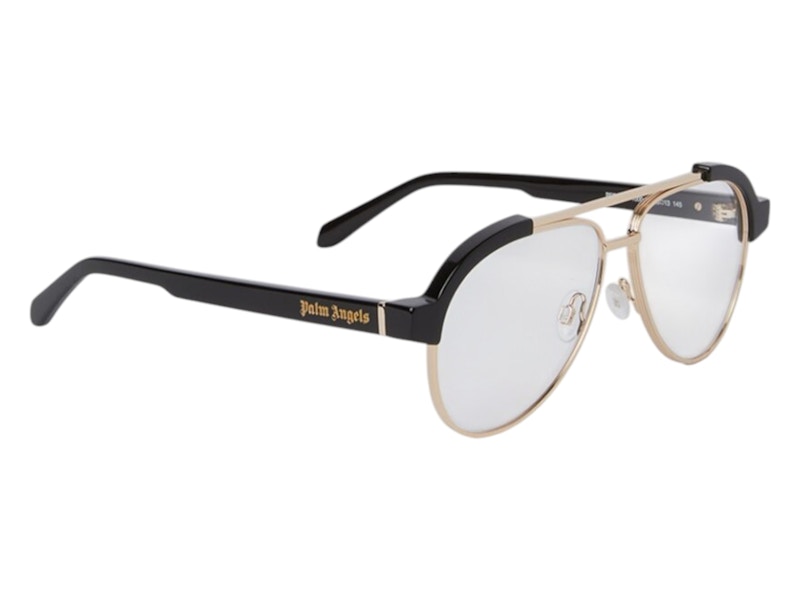 Pre-owned Palm Angels Style 18 Eyeglasses In Black Gold Clear Lens (perj018s25pla0011000) In Multi
