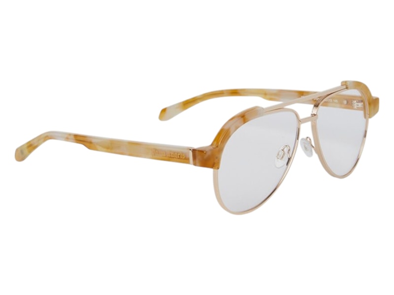 Pre-owned Palm Angels Style 18 Eyeglasses In Light Havana Gold Clear Lens (perj018s25pla0012400)
