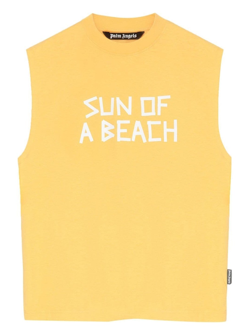 Palm Angels Sun Of A Beach Print Tank Top Yellow/White Men's