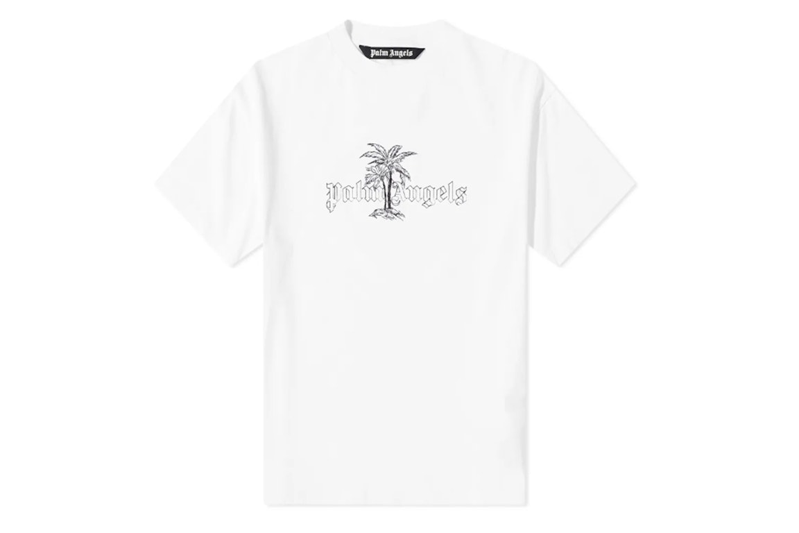 Pre-owned Palm Angels Sunset Palm Logo T-shirt White/black