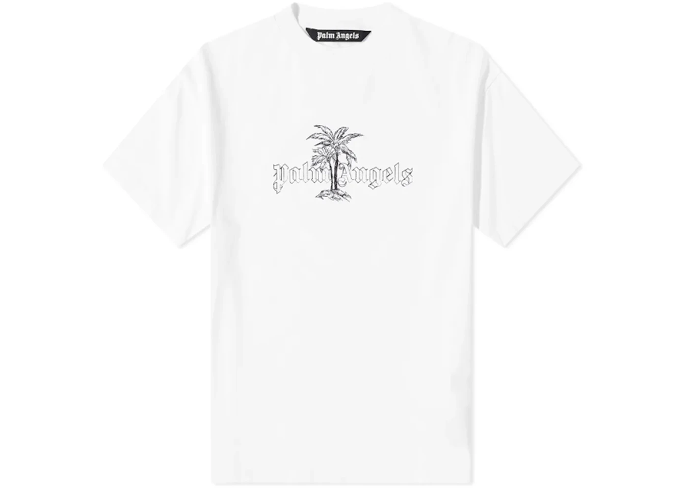 Palm Angels Sunset Palm Logo T-shirt White/Black Men's - SS22 - US