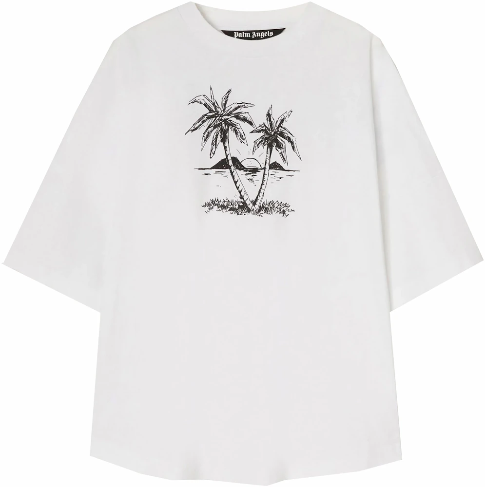 Palm Angels Sunset Palms Over T-shirt Optical White/Black Men's - SS22 - US