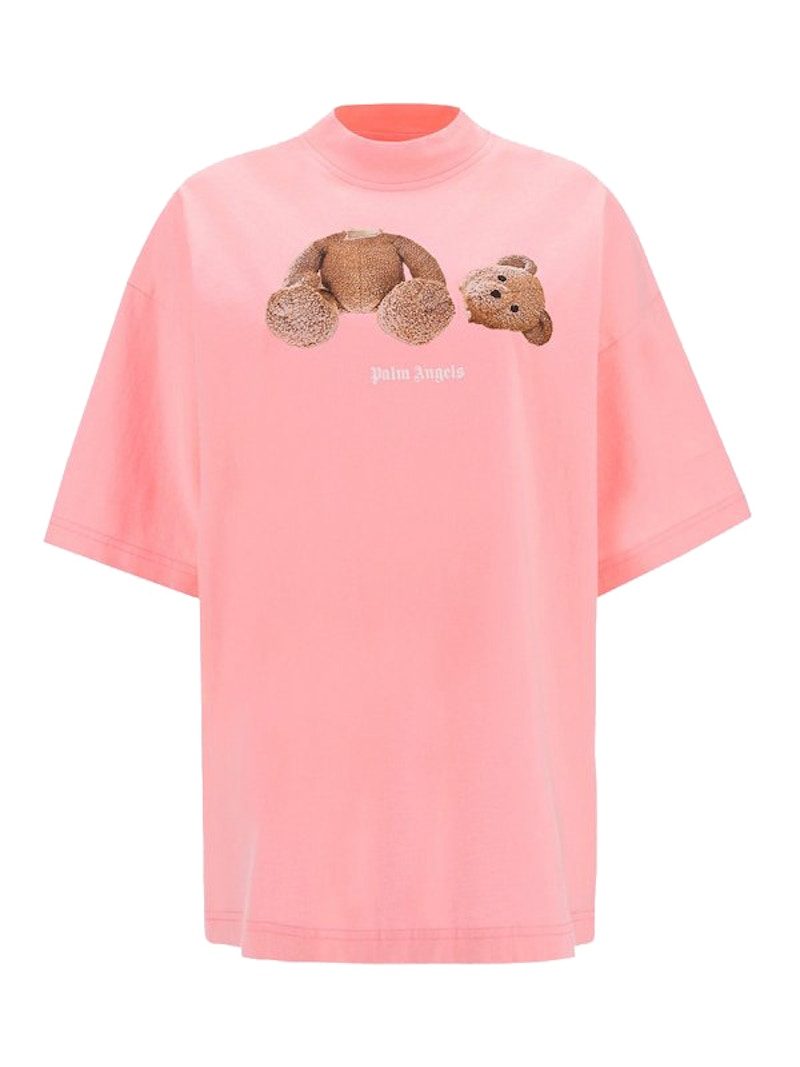 T-shirt rosa con stampa Teddy Palm Angels