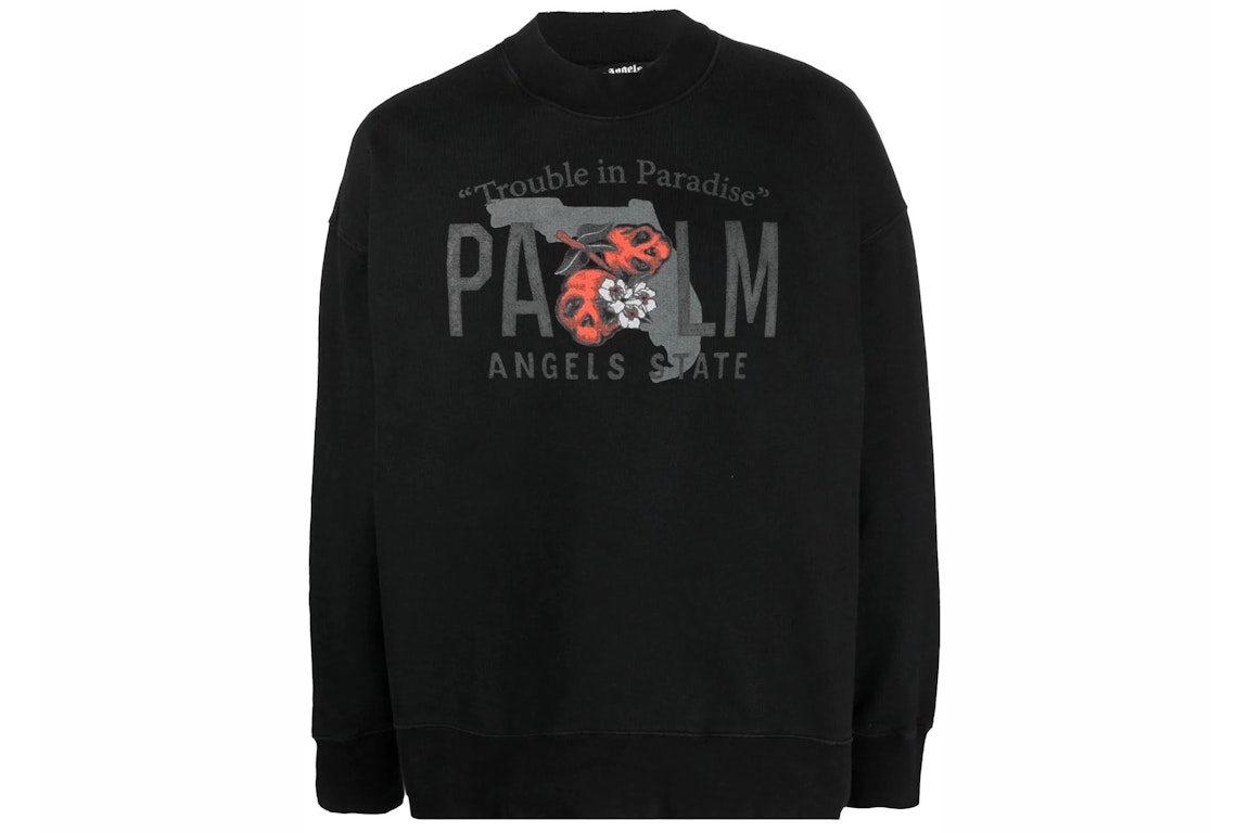 Pre-owned Palm Angels Trouble In Paradise Logo Print Cotton Sweatshirt Black/green