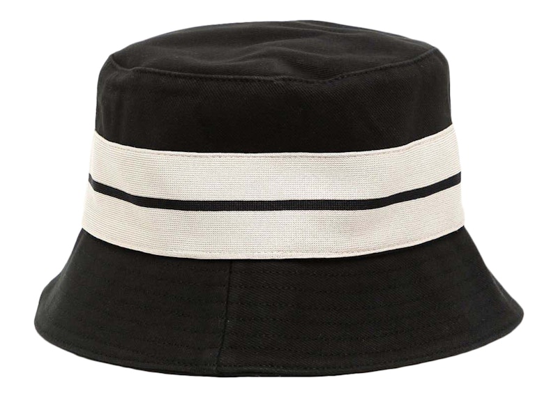 Pre-owned Palm Angels Women's Venice Track Bucket Hat In Black/white In Multi