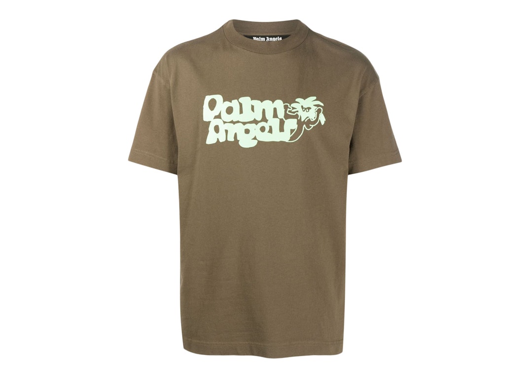 Pre-owned Palm Angels Viper Cotton T-shirt Olive Green