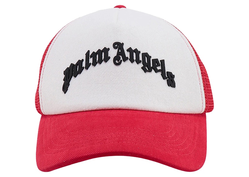 Palm Angels Visor Hat With Frontal Logo White/Red