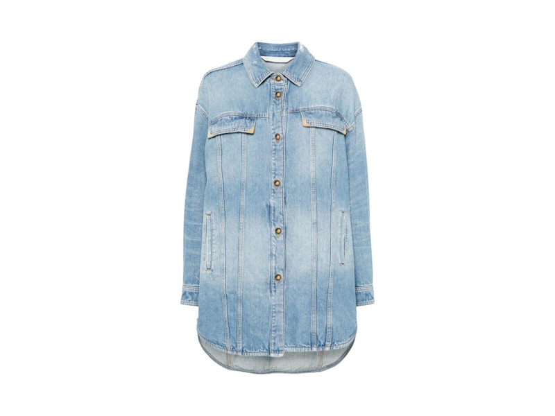 Palm Angels Overshirt aus Denim mit gewaschenem Logo Blau