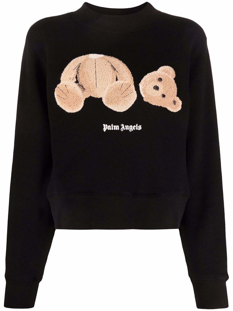 Pre-owned Palm Angels Women's Bear Sweashirt In Black