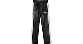 Palm Angels Womens Faux Leather Track Pants Navy Blue/Off White