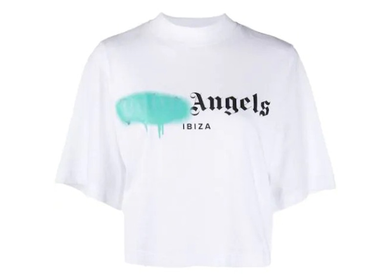 Palm Angels Womens Ibiza Sprayed Logo T-shirt White - SS21 - US