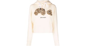 Palm Angels Womens Leopard Bear Hoodie Off White/Brown