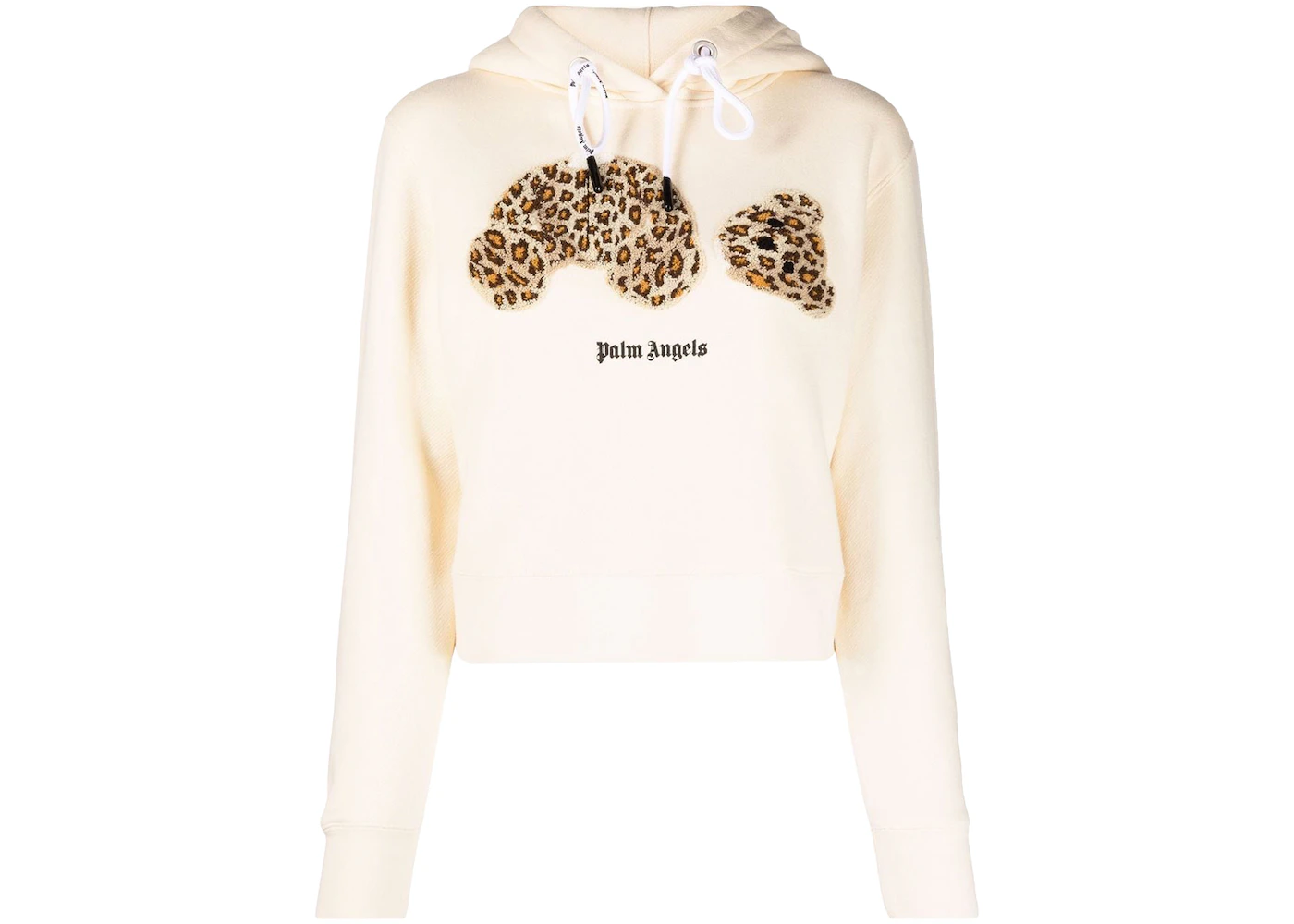 Palm Angels Womens Leopard Bear Hoodie Off White/Brown - SS22 - US