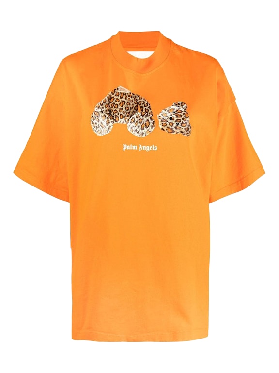 Pre-owned Palm Angels Womens Leopard Bear Loose T-shirt Orange/brown