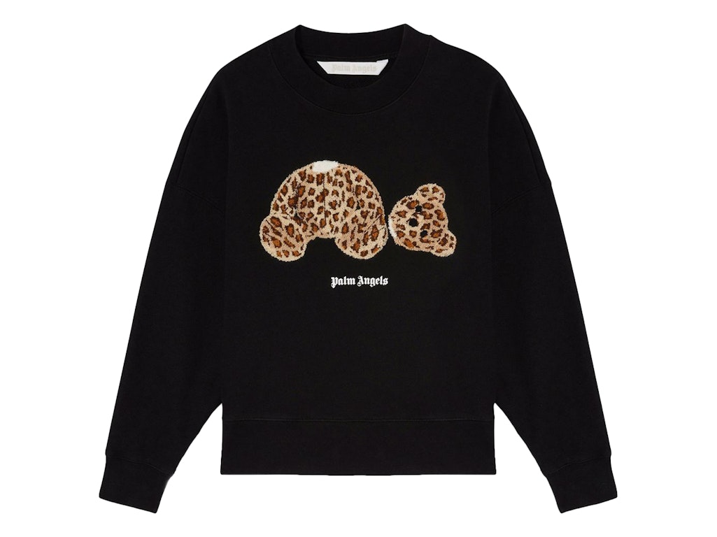 Pre-owned Palm Angels Womens Leopard Bear Sweatshirt Black/brown