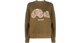 Palm Angels Womens Leopard Bear Sweatshirt Military/Brown