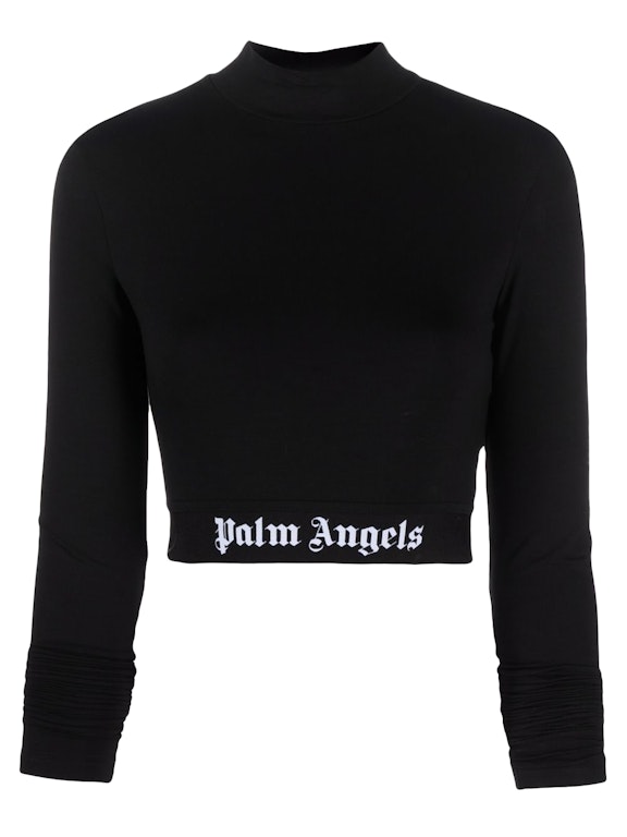 Pre-owned Palm Angels Womens Mock Neck Training Top Black/white
