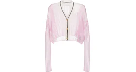 Palm Angels Women's Mohair Wool Blend Contrasting Trim Cardigan Pink/Cloud White