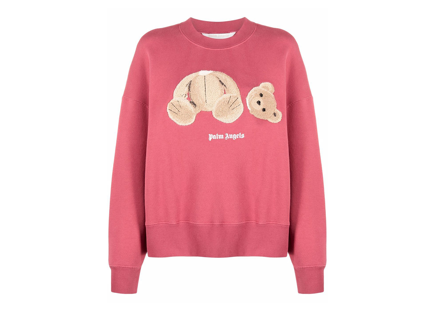Palm Angels Kids teddy bear-print cotton sweatshirt - Pink