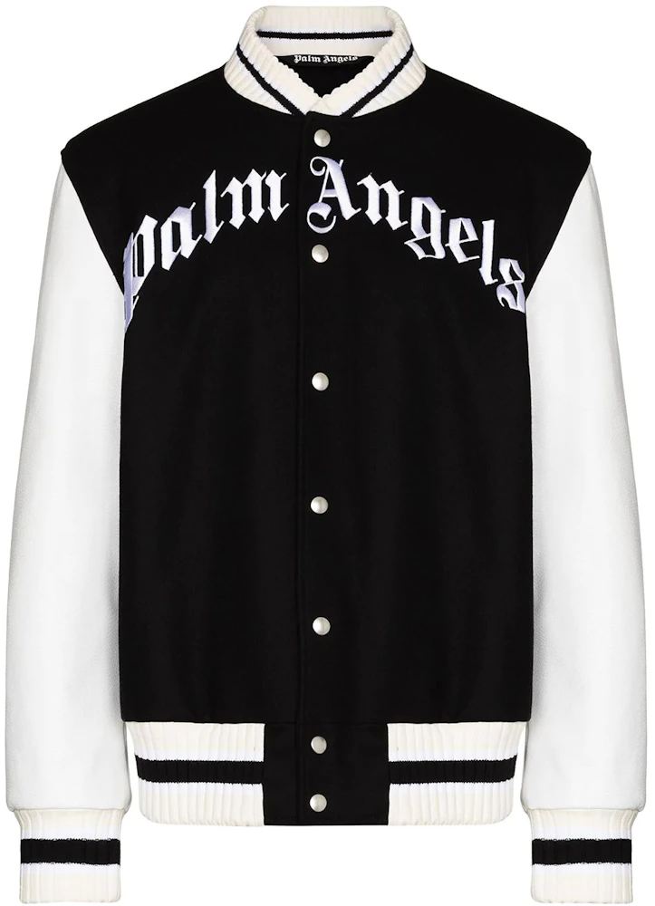 Palm Angels Leather Varsity Bomber Jacket