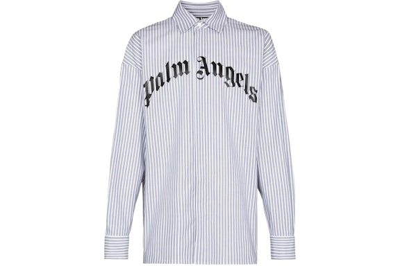 Palm Angels x Browns 50 Striped Logo Print Shirt White/Blue