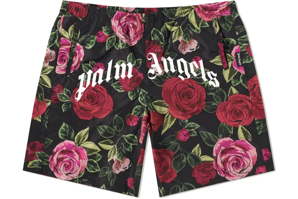 Palm Angels x END Allover Rose Swim Shorts Red