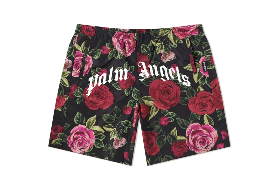 Pre-owned Palm Angels X End Allover Rose Swim Shorts Red