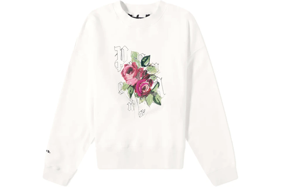 Palm Angels x END Big Rose Crewneck Sweatshirt White
