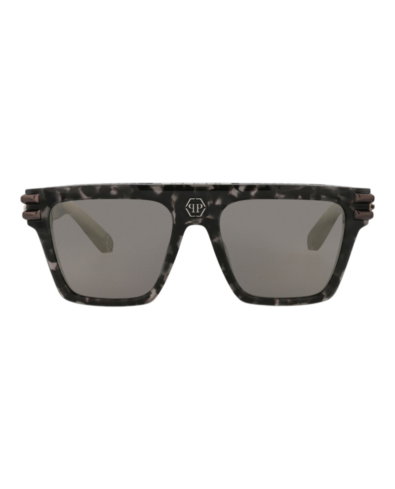 Pre-owned Philipp Plein Aviatorframe Acetate Sunglasses In Black Black Smoke (spp108v/56/721x)