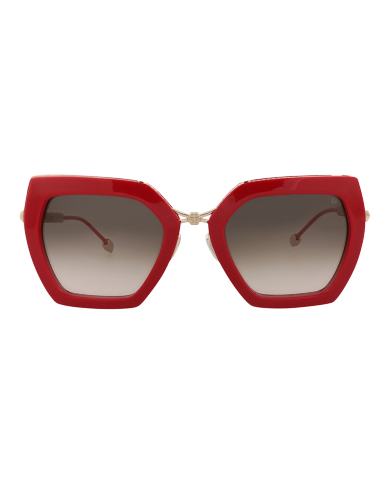 Philipp Plein Cat Eye-Frame Metal Sunglasses Red Gold Brown (SPP097S-53 ...