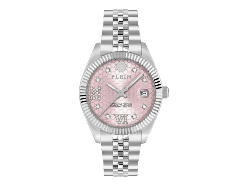 Pre-owned Philipp Plein Women's  Date Superlative Crystal Pwyfa0125 Watch In Stainless Steel In Silver