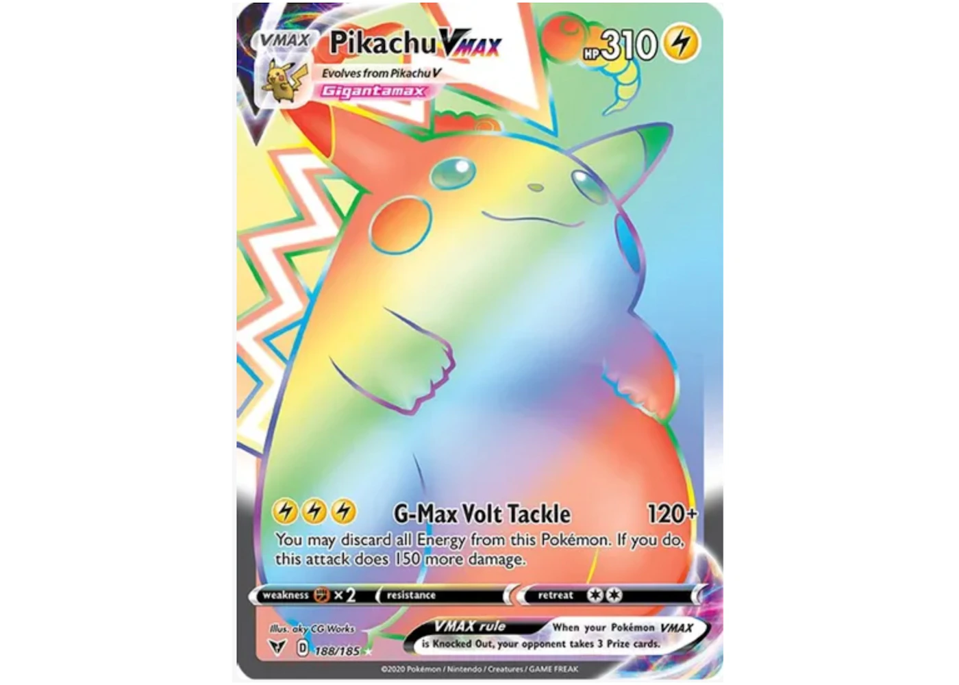 Pikachu VMAX 2020 Pokmon TCG Sword & Shield Vivid Voltage Secret #188 (Ungraded) - 2020 - US Pikachu VMAX 2020 Pokmon TCG Sword & Shield Vivid Voltage Secret #188 (Ungraded) - 2020 - US