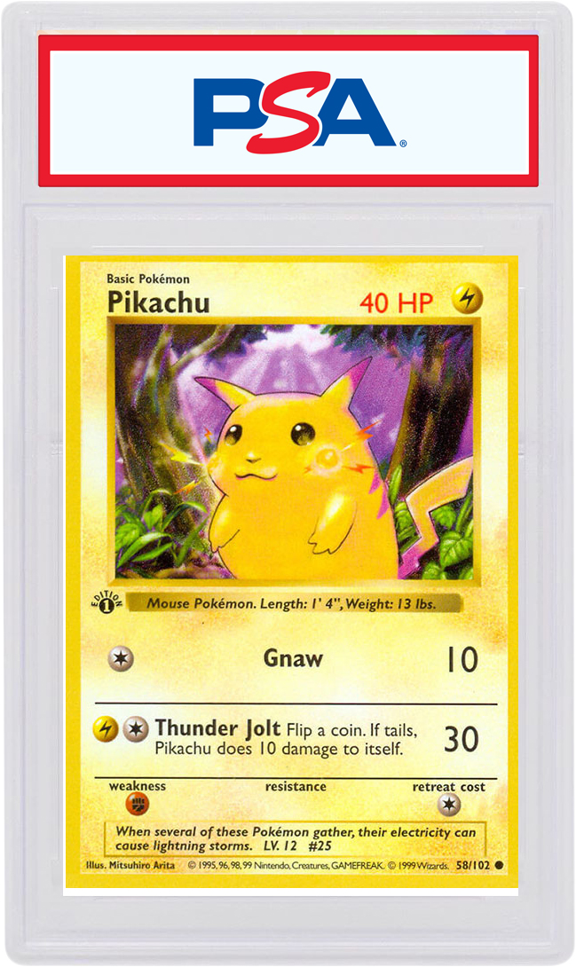 Pikachu 58/102 Yellow Cheeks Base Set Non-Holo Pokemon Card LV.12 #25 VG/F