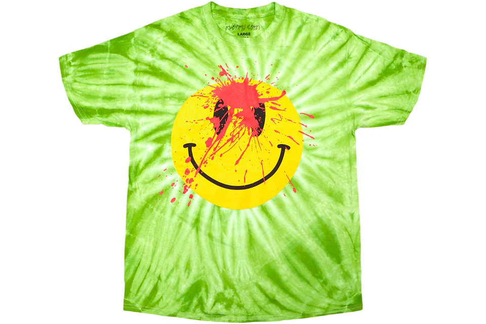 Playboi Carti Die Lit Tour Smiley Face Tee Green Tie Dye