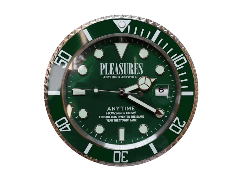 Pre-owned Pleasures Men's  Anytime Clock In Green