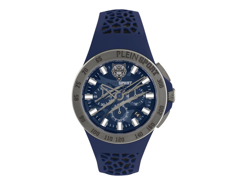 Pre-owned Plein Sport Men's Thunderstorm Chrono Psaba0223 Watch In Stainless Steel In Silver