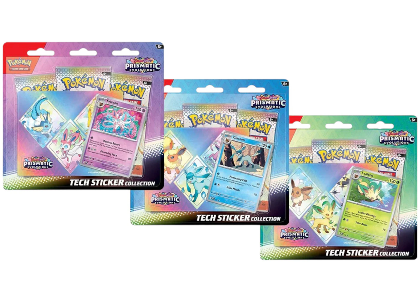 Pokémon Scarlet & Violet Prismatic Evolutions 3 Pack Tech Sticker ...