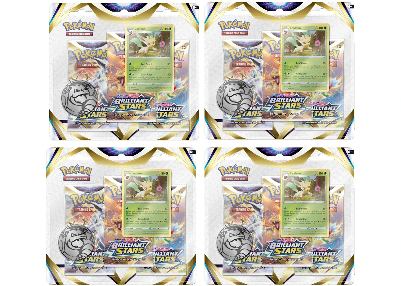 Pokmon Sword & Shield Brilliant Stars Leafeon Promo Card 3 Booster Packs 4x Lot - US Pokmon Sword & Shield Brilliant Stars Leafeon Promo Card 3 Booster Packs 4x Lot - US