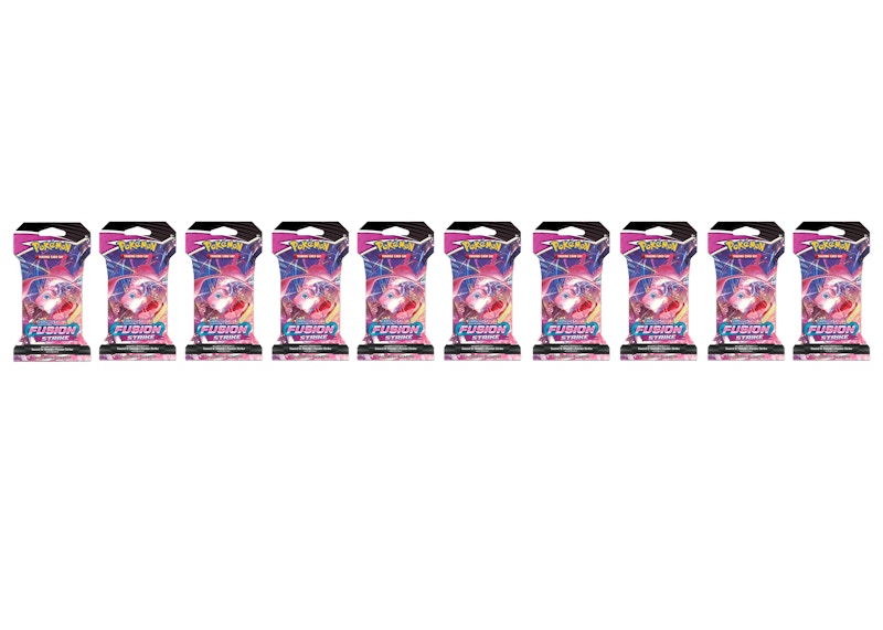 pokemon fusion strike sleeved booster pack Pokemon SWSH8 Fusion Strike 96-Count Sleeved Booster Pre-Packed Floor  Display (96 Sleeved Packs)