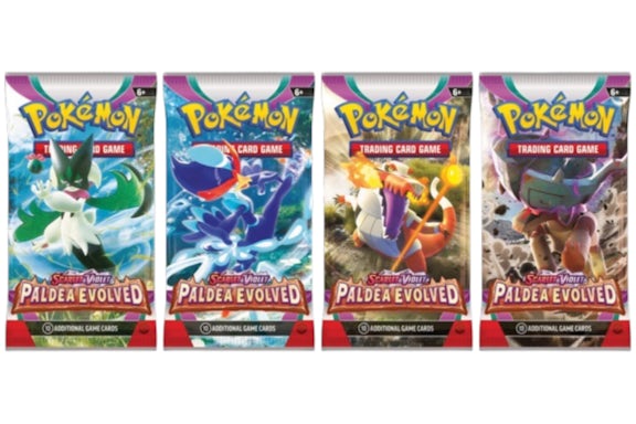 Lot de 4 boosters Pokémon Sword & Shield Paldea Evolved (les illustrations peuvent varier)