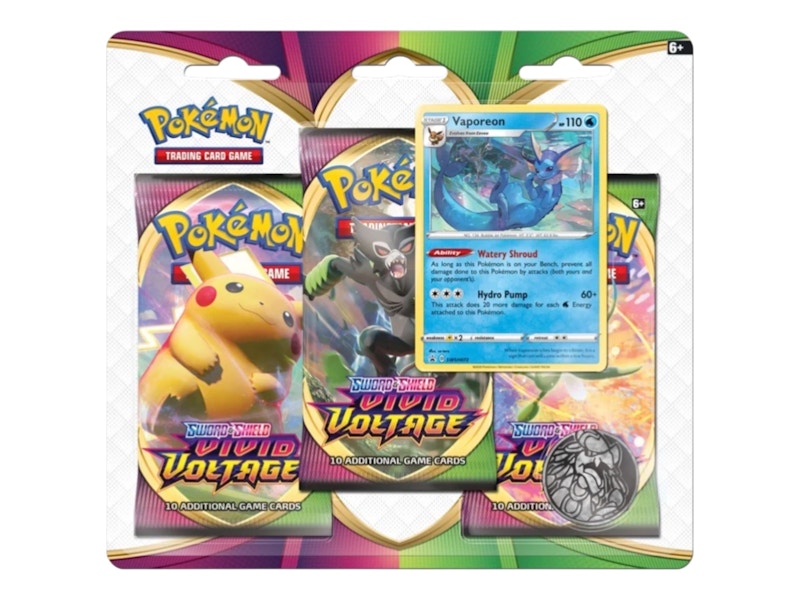 Pokémon Sword & Shield Vivid Voltage Vaporeon 3 Pack Blister Pack