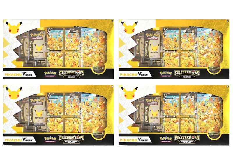 Pokémon TCG 25th Anniversary Celebrations Pikachu V Union Premium Playmat  Collection Box 4x Lot - JP