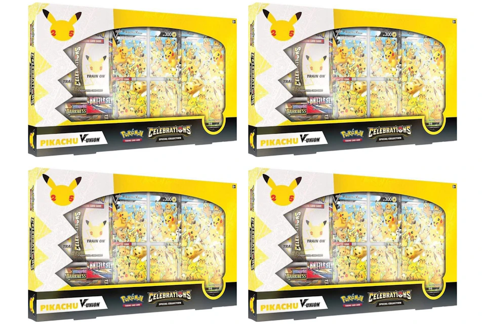 Pokémon TCG 25th Anniversary Celebrations Pikachu V Union Special Collection Box 4x Lot
