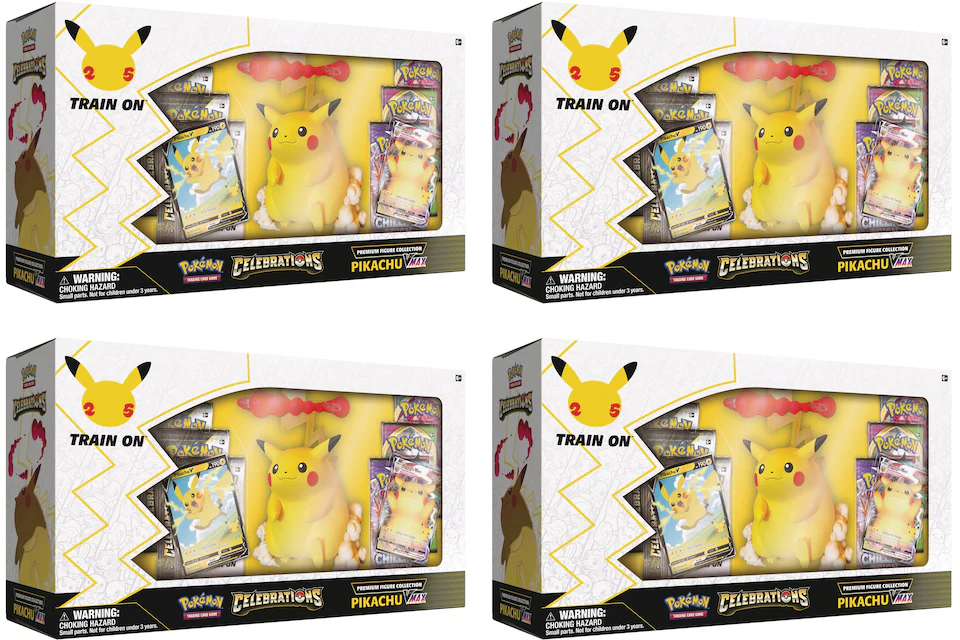 Pokémon TCG 25th Anniversary Celebrations Premium Pikachu VMAX Figure Collection Box 4x Lot