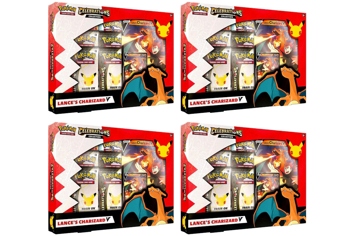 Pokémon TCG 25th Anniversary Celebrations V Box Lances Charizard V 4x Lot