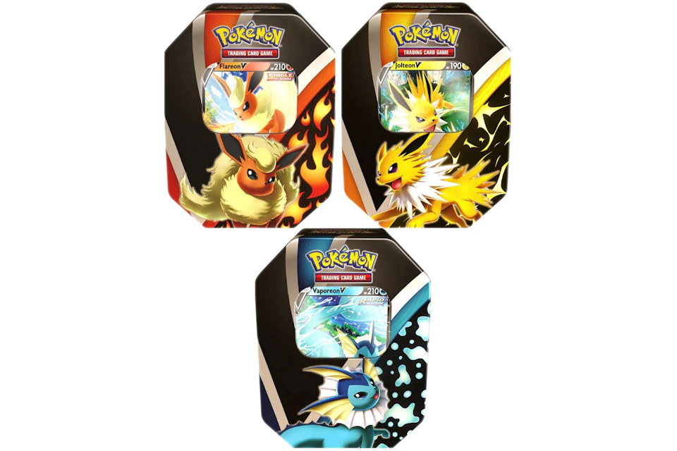 Pokémon TCG Eevee Evolutions Tin Vaporeon V/Jolteon V/Flareon V 3x Bundle