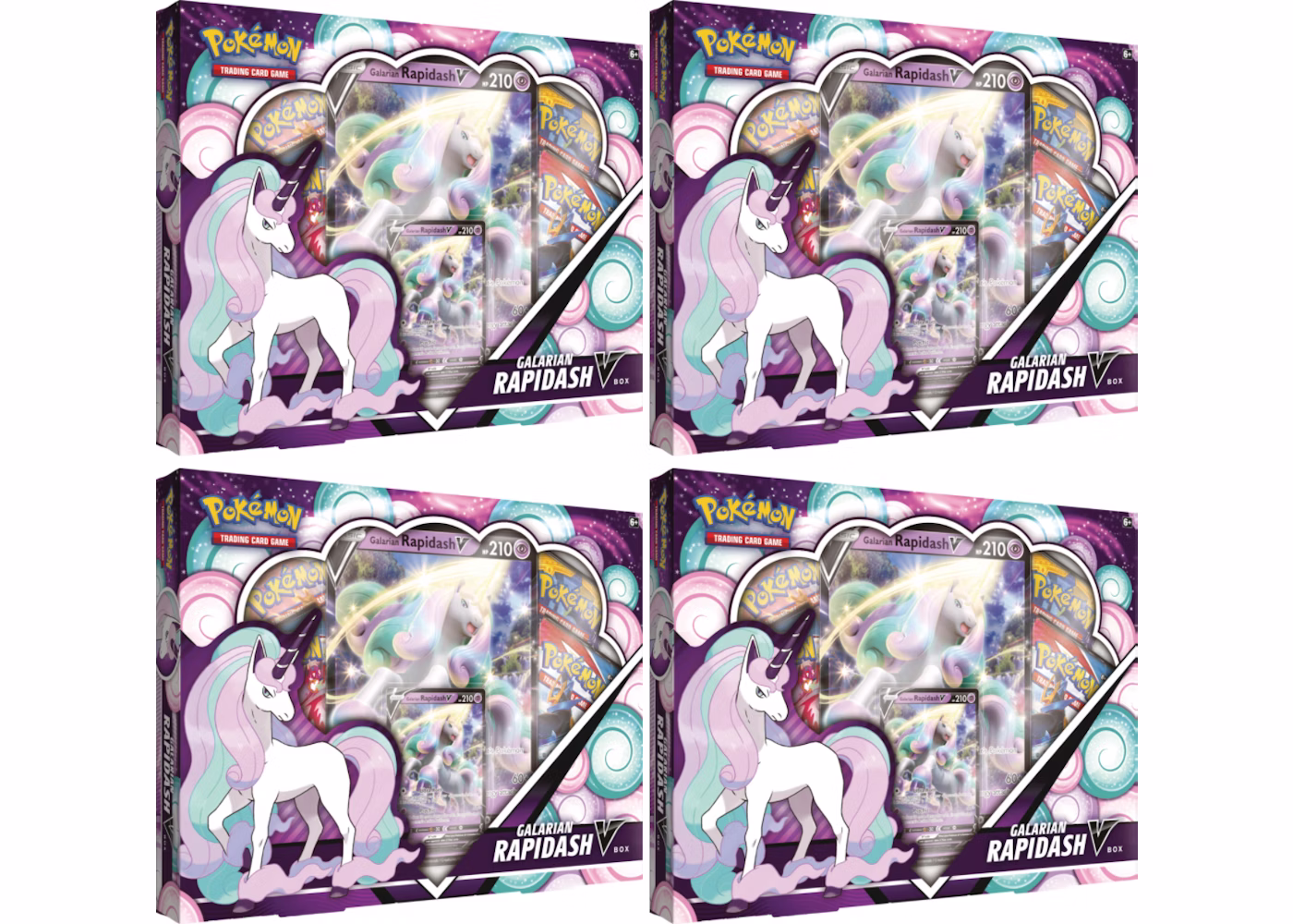 Pokemon Tcg Galarian Rapidash V Box 4x Lot Pokemon Tcg Galarian Rapidash V Box 4x Lot
